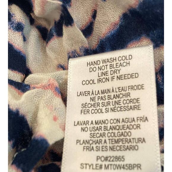 Bobeau Tie Dye Smocked V-Neck Boho Pullover Top Sz XXS/2XS Blue White Pink NWT - Picture 6 of 6